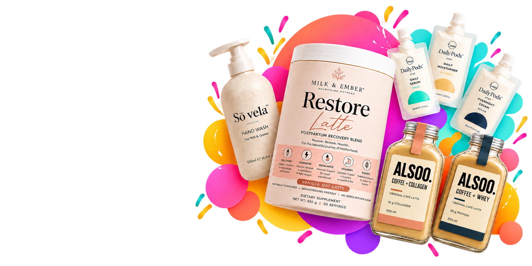 Milk & Ember, Sōvela, DailyPods and ALSOO products